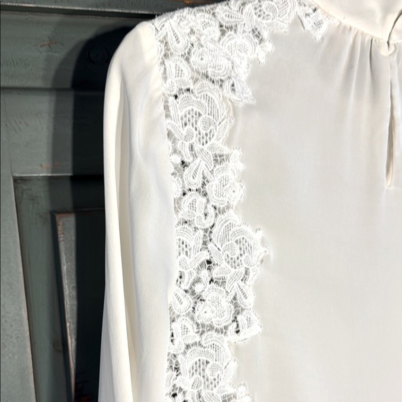 Beautiful Rebecca Taylor Silk Cream Lace Mandarin Collar Blouse EUC - Picture 7 of 9
